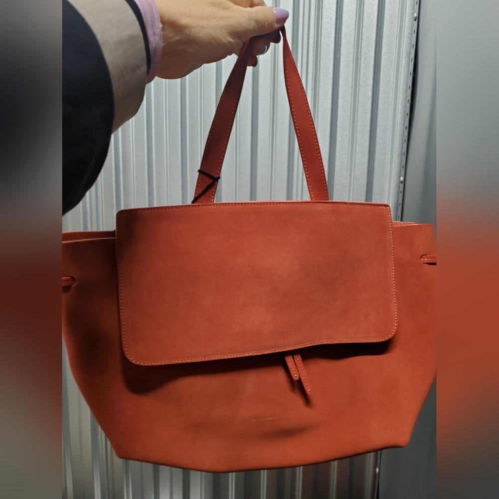 Mansur Gavriel Rust Brown Suede Tote Satchel